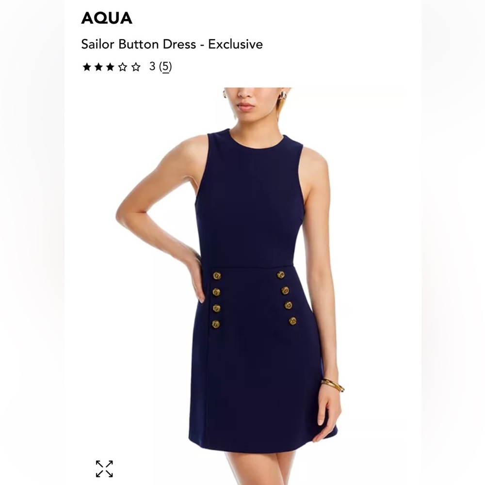 Aqua Midnight Blue Dress with Gold Accents